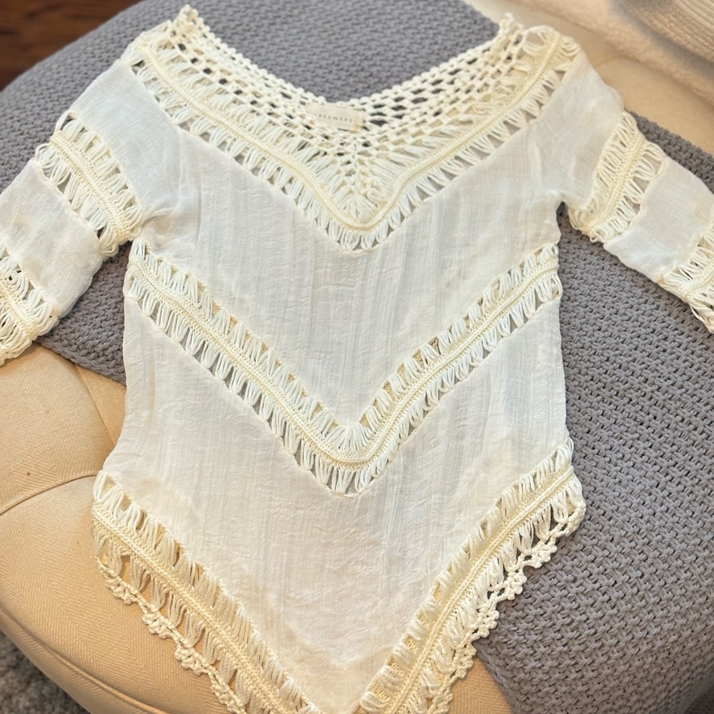 Dreamers Cream Crochet-Trim Boho Tunic